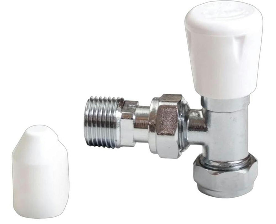 15mm Angled Wheelhead Radiator Valve – ½-inch Tail