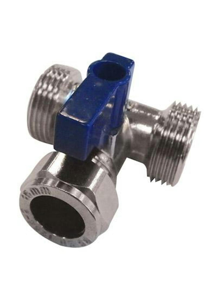 Washing Machine Valve Tee 15mm x 3/4" x 3/4" Dual Appliance